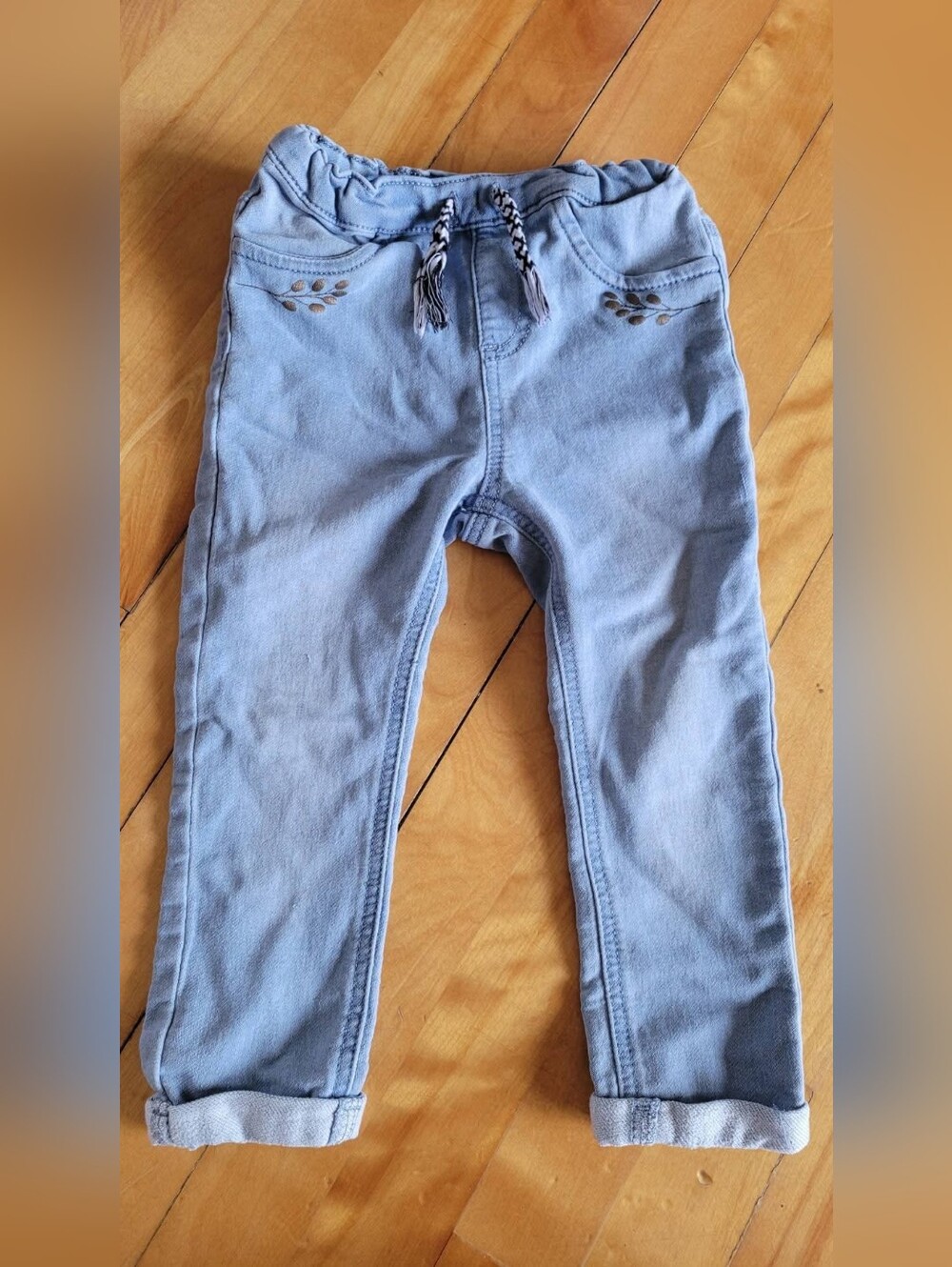 Kids Light Blue Jeans with Drawstring and cute details